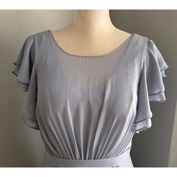 Azazie Daphne A-Line Floor Length Chiffon Dress Custom Size ~A8/A10 Dusty Blue - Picture 7 of 13